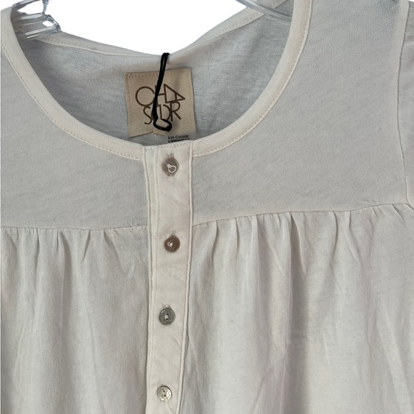 NWT Chaser Ivory Long Sleeve 1/2 Button Down Blouse Size M - Picture 6 of 8